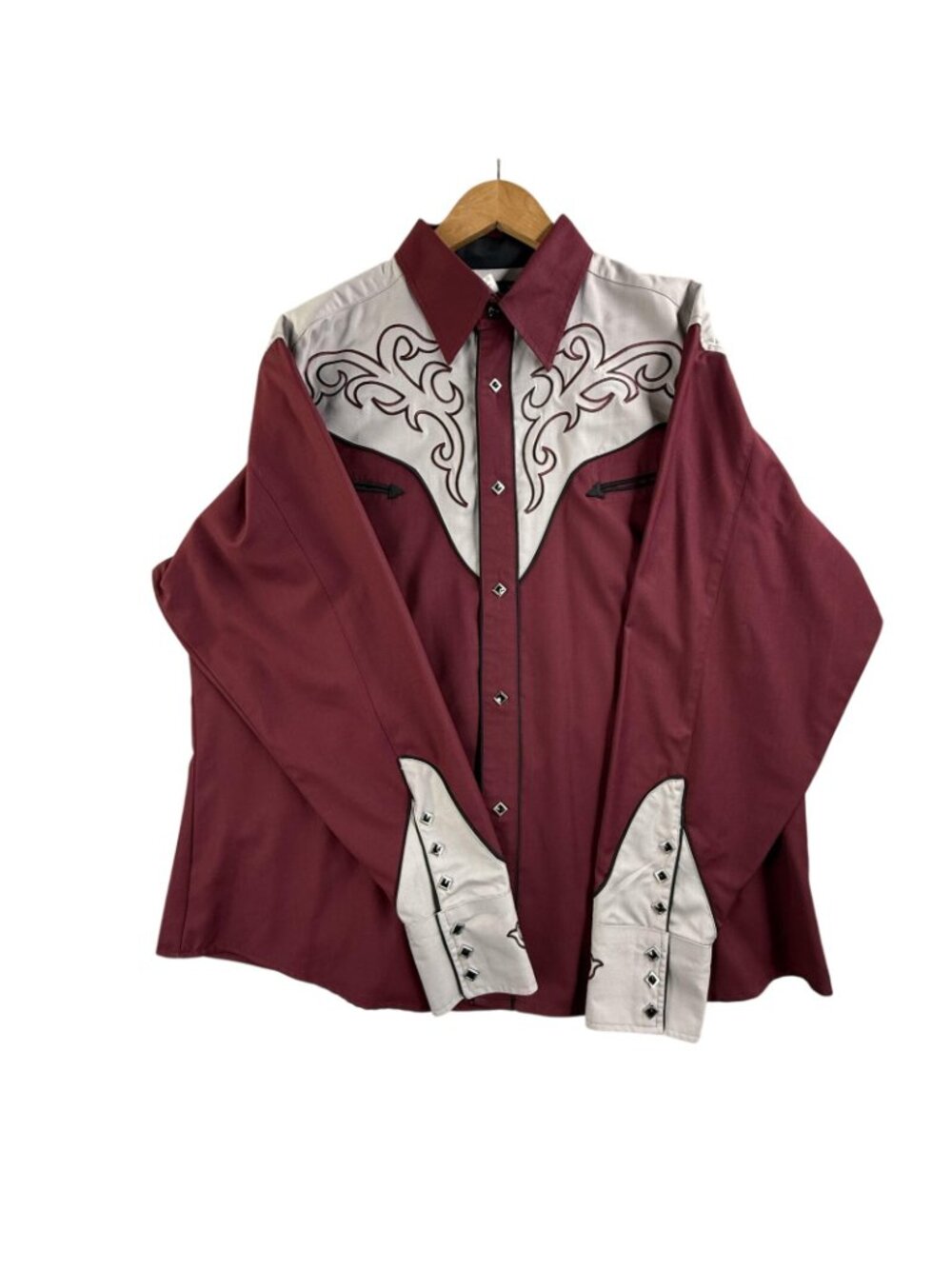Wrangler Shirt Mens XL Red Colorblock Western Snap Long Sleeve Embroidered Yoke - Picture 8 of 16